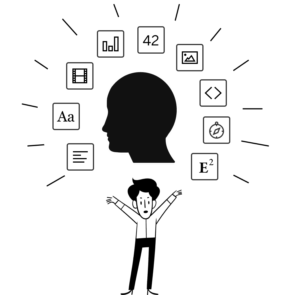 複数のドキュメントを称える人のイラスト