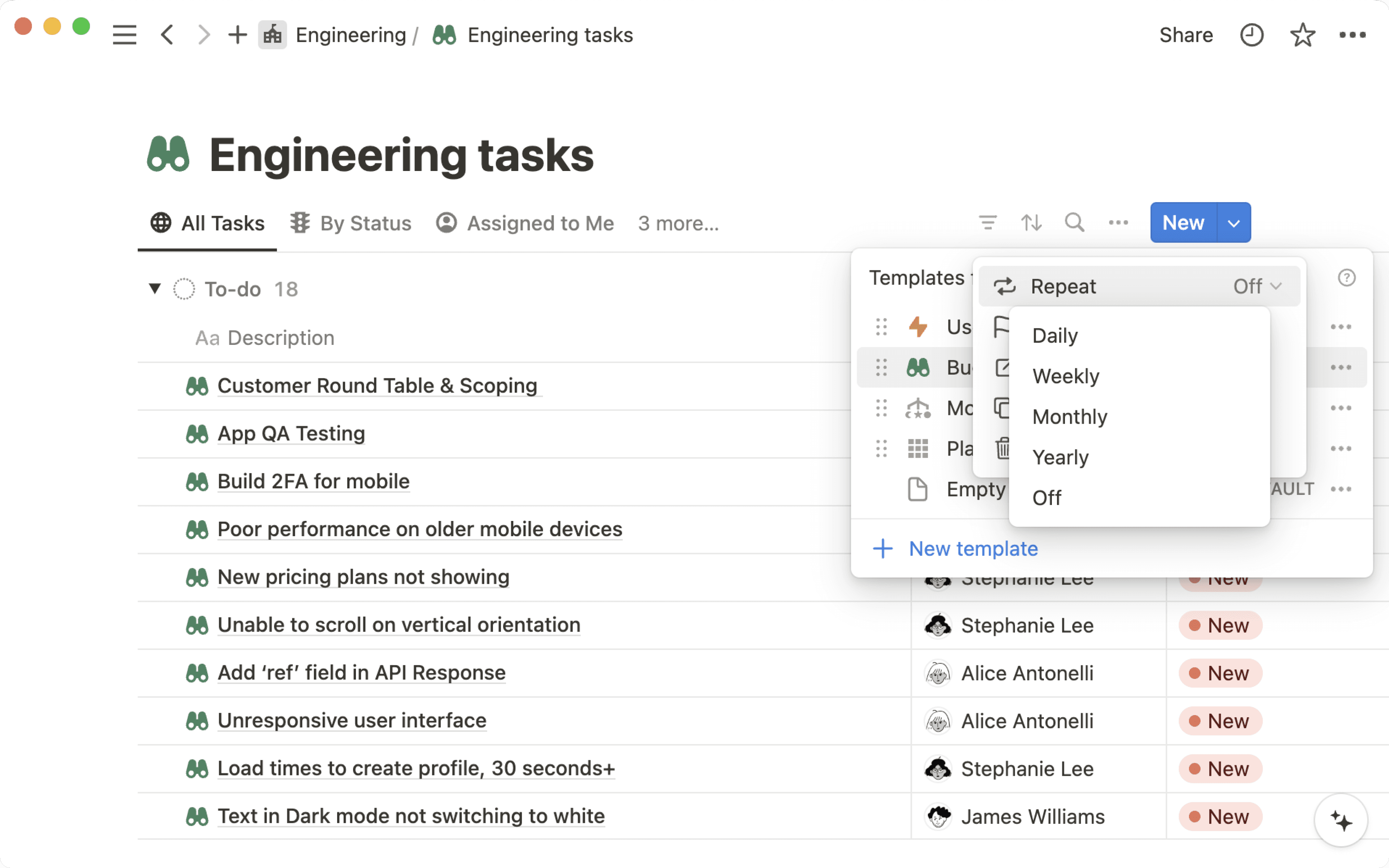 hc: modelos de base de dados recorrentes
