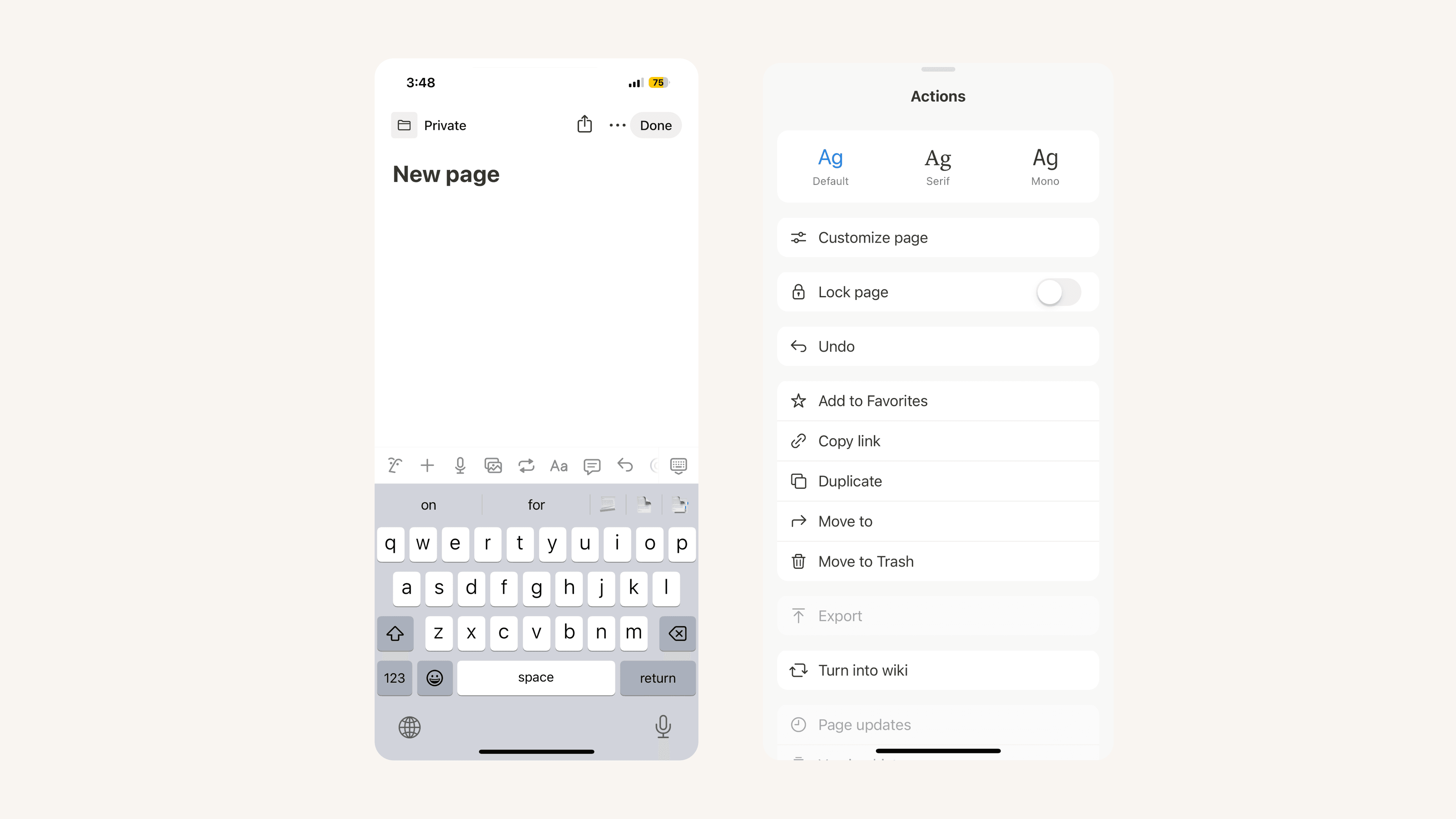 Menu ••• em dispositivos móveis