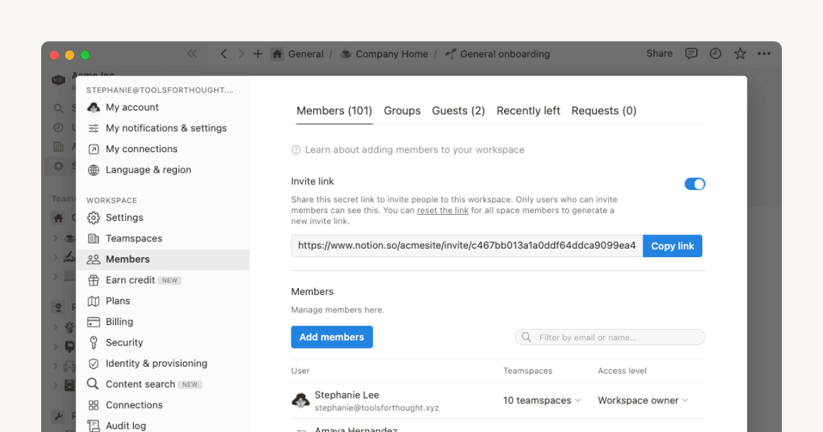 Guia completo de início rápido do Notion para o Plano Enterprise