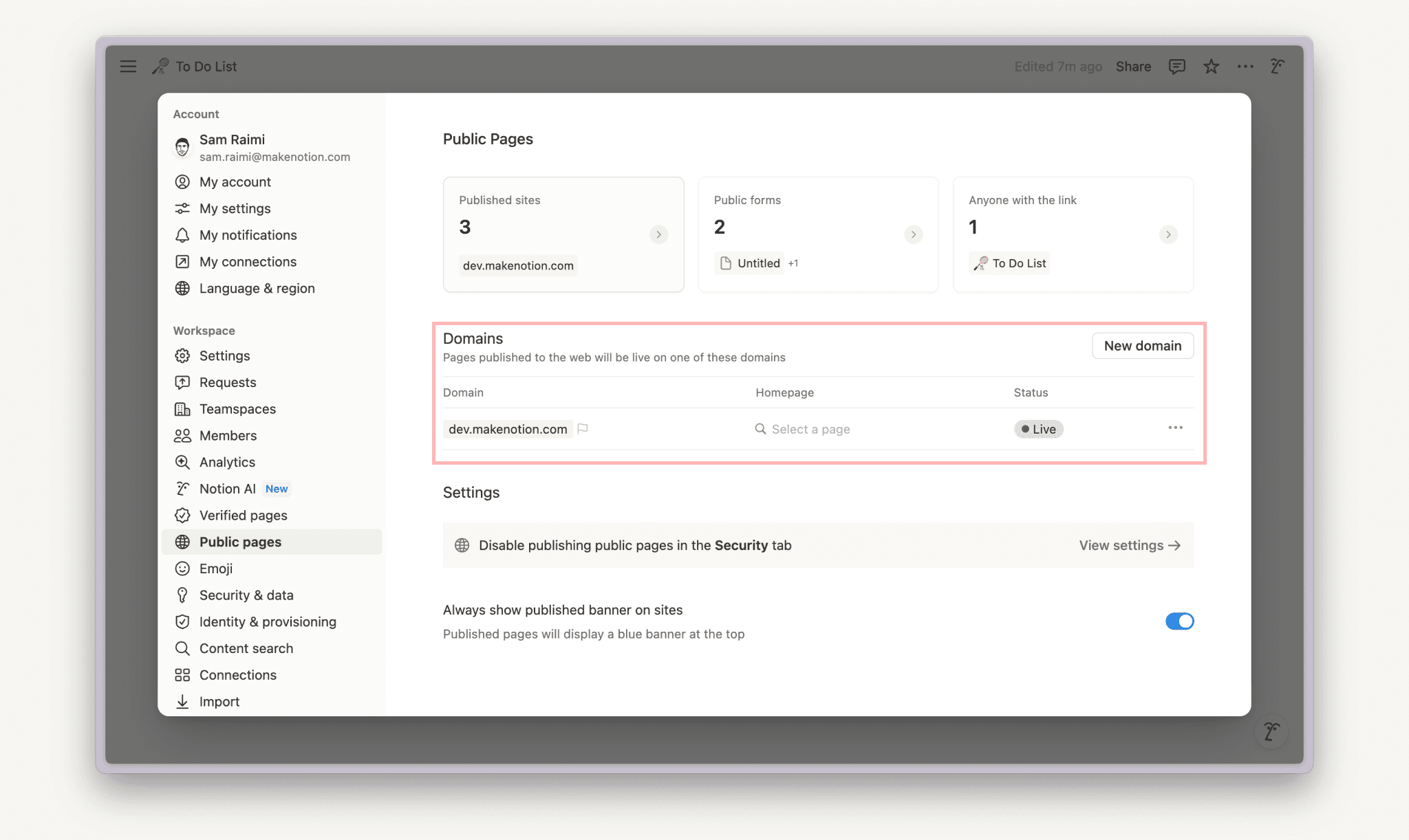 CA: Gerenciar domínios