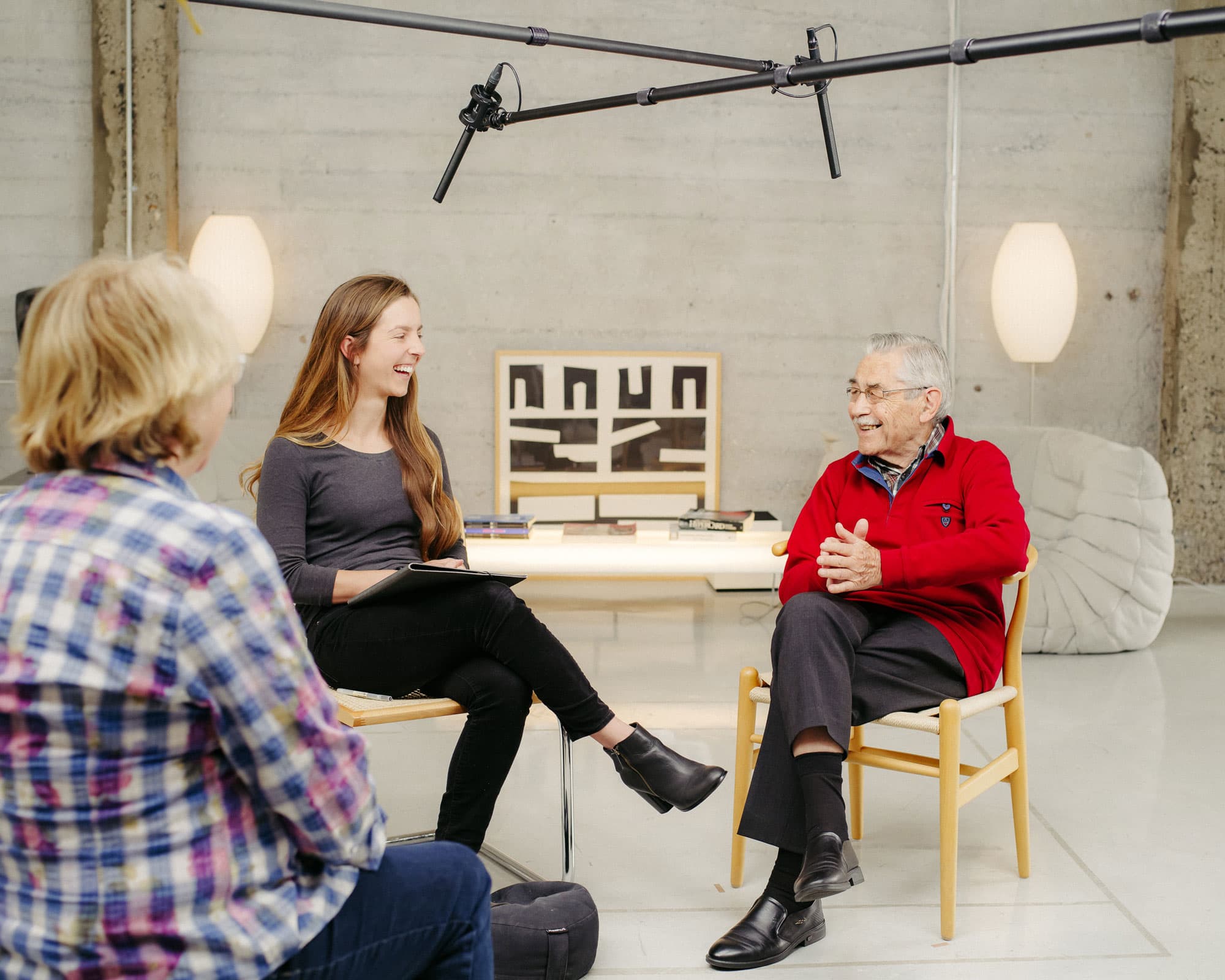 Host Devon Zuegel with Louis Pouzin and Chantal Lebrument.