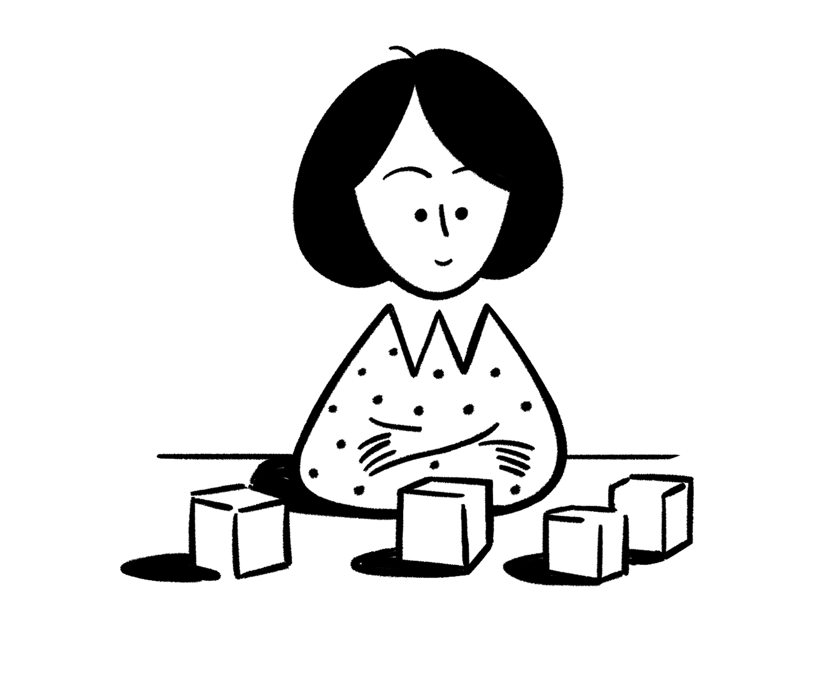 Ilustração de uma pessoa começando a usar os blocos do Notion.