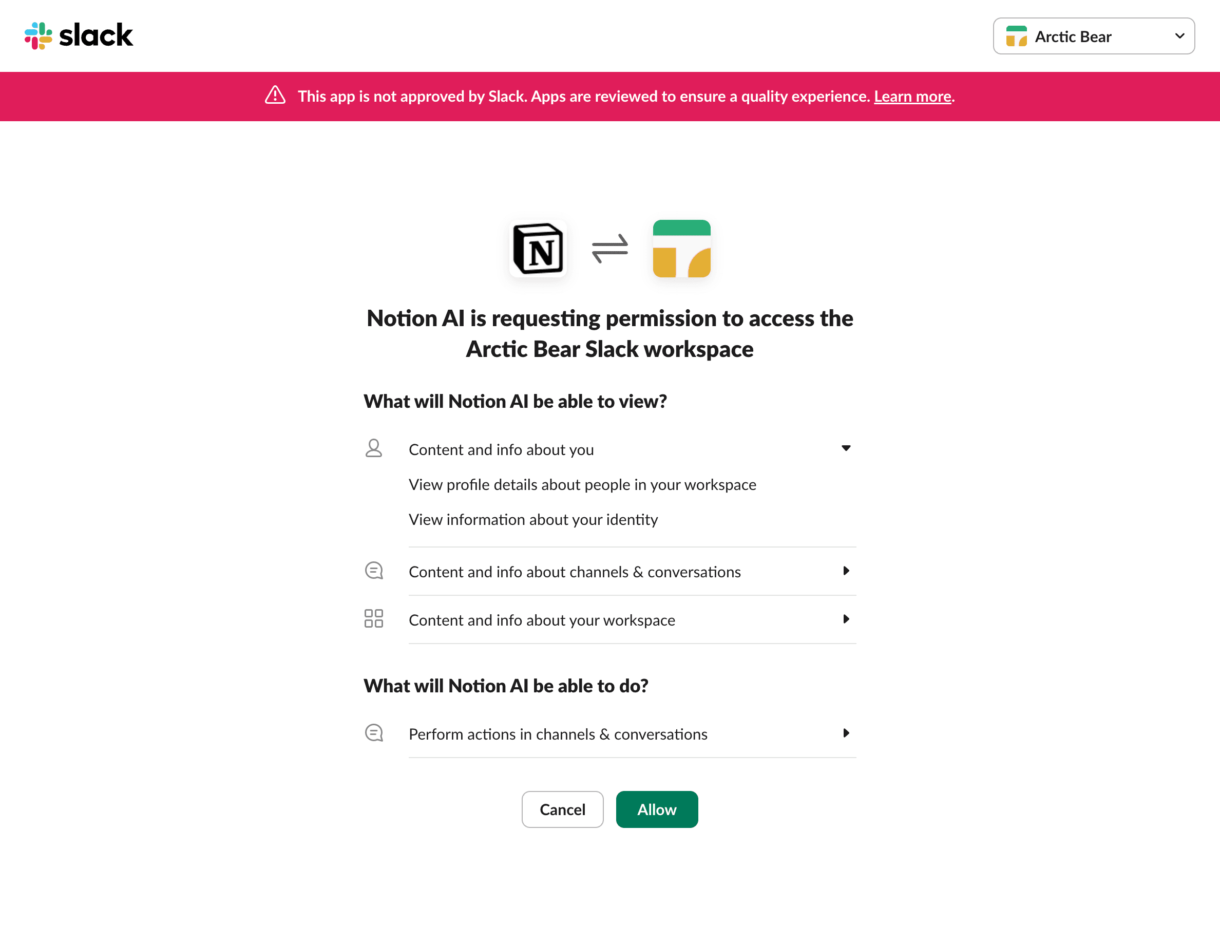 ca: configuração do conector da ia do notion no slack