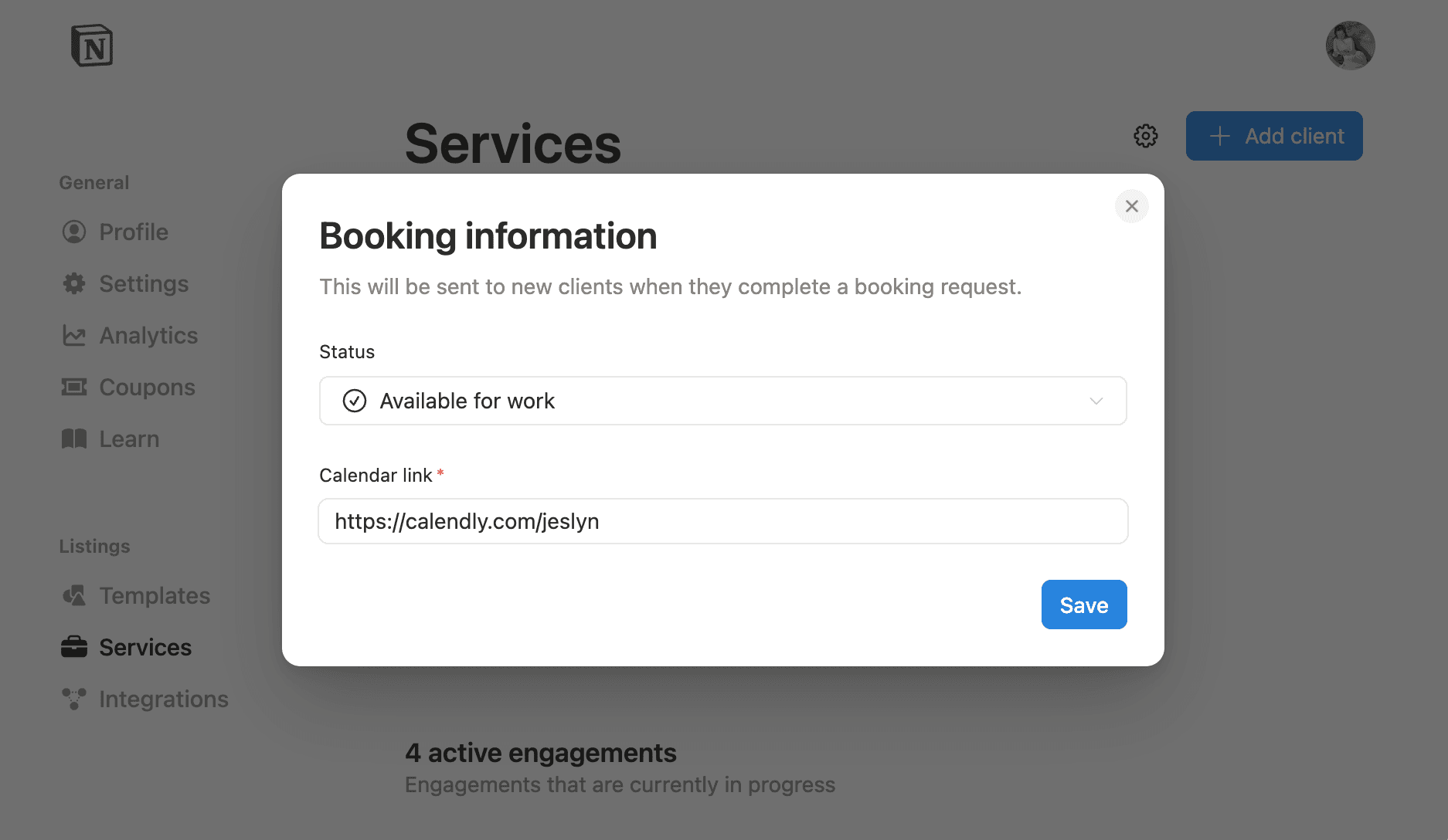 ca: link de reserva no marketplace