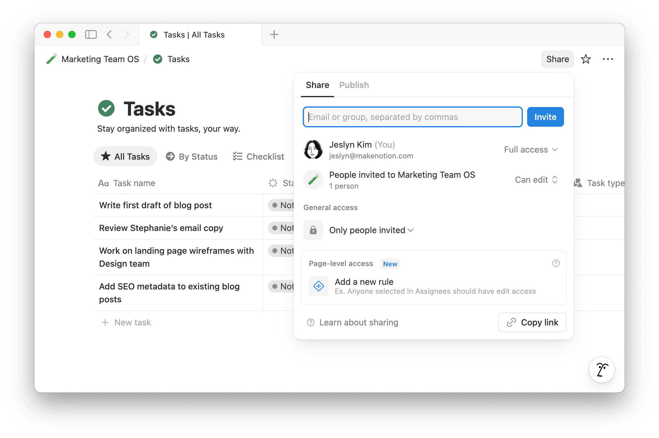 ca: criar regra de acesso no nível de página