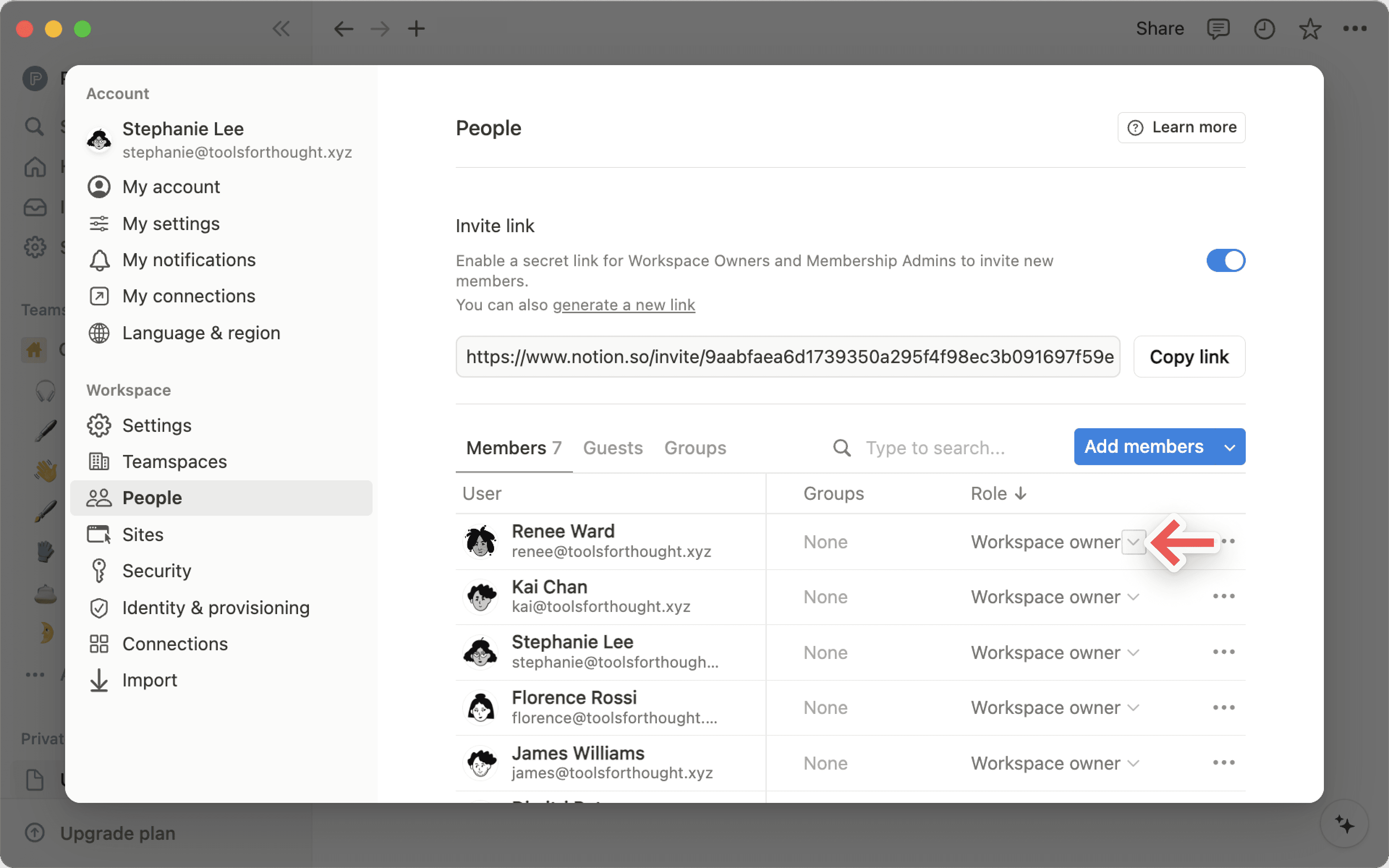 ca: alterar a função de um membro