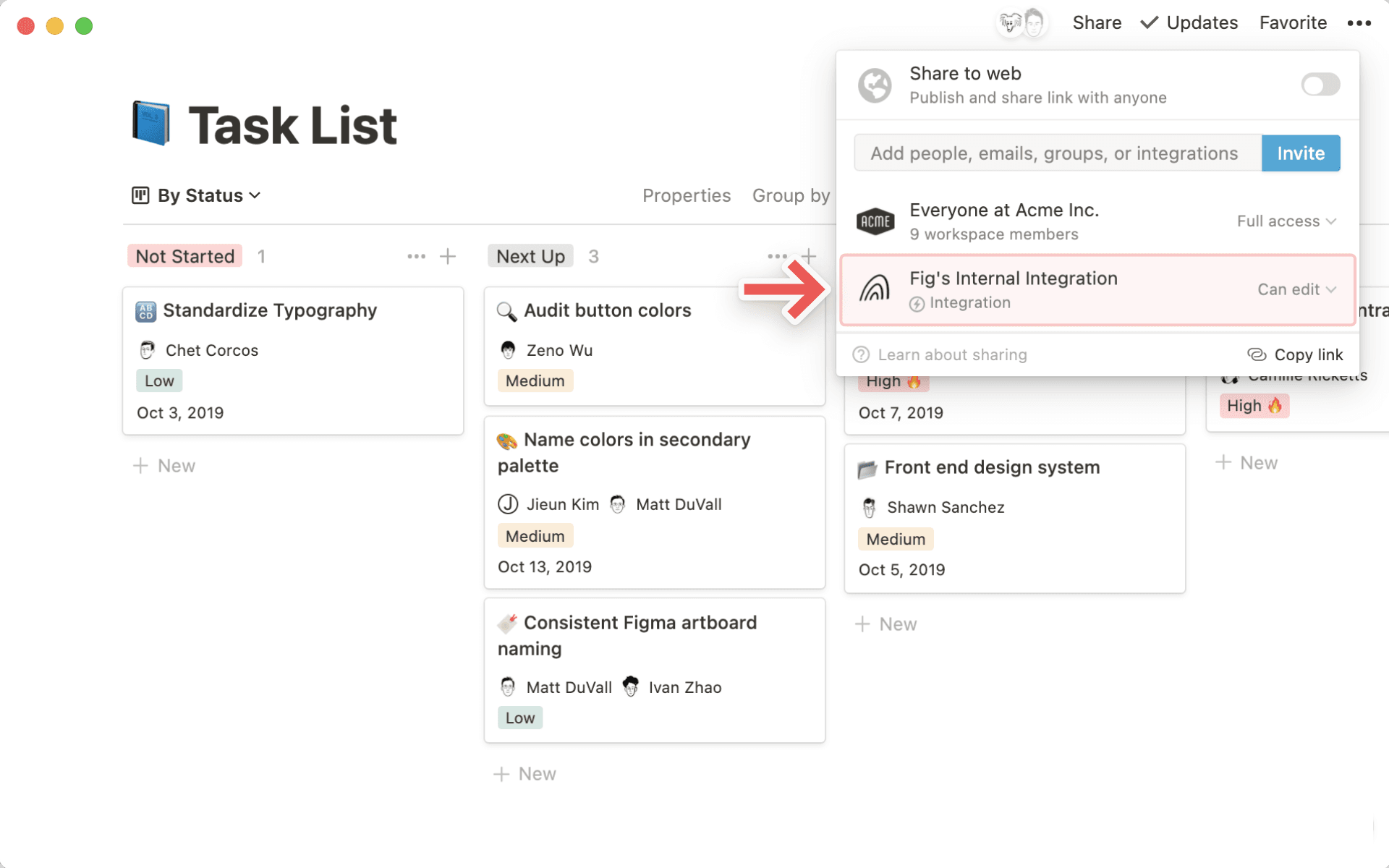 Adicionar e gerenciar integrações - menu de integração