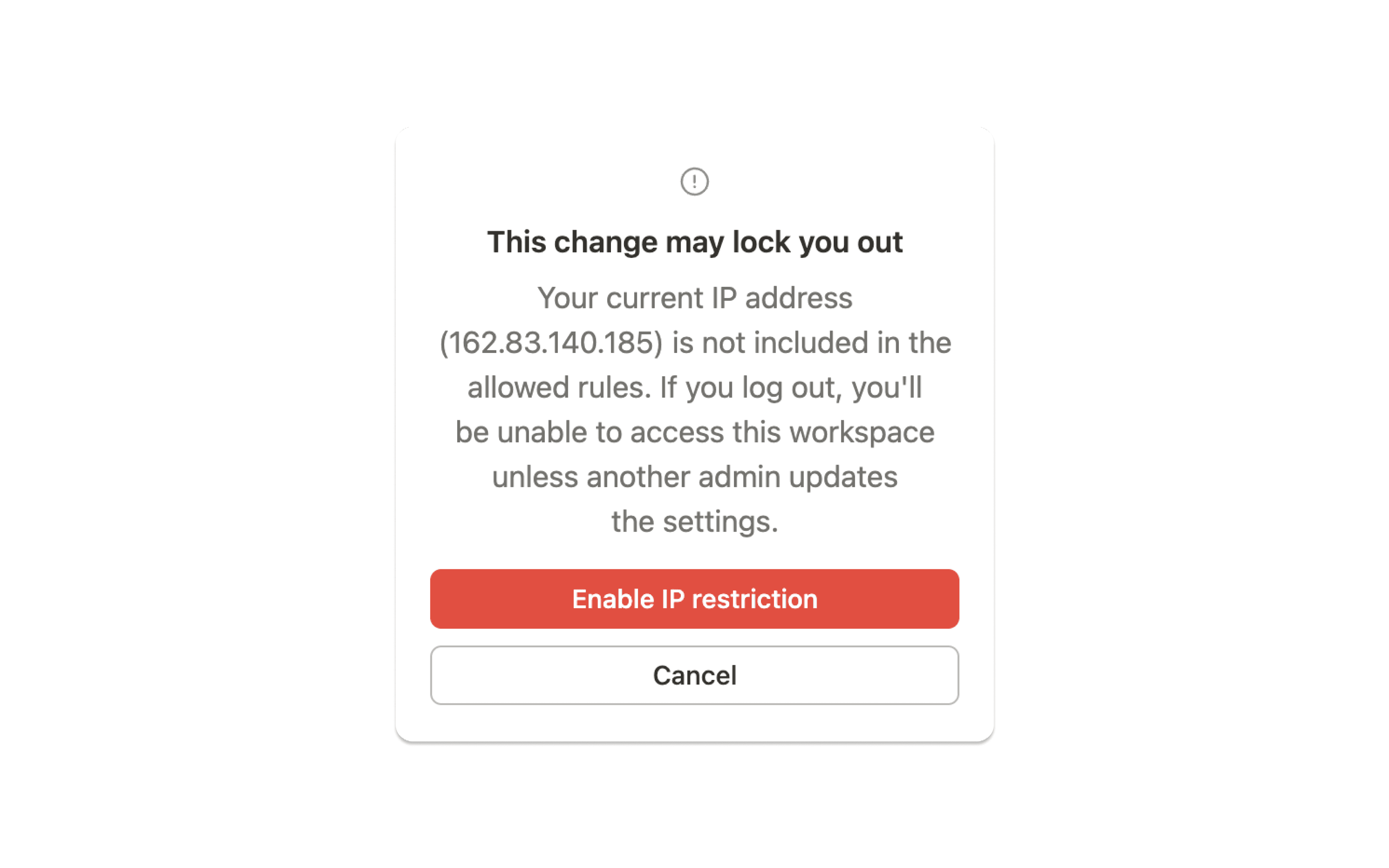 ca: erro de login de endereço de IP restrito