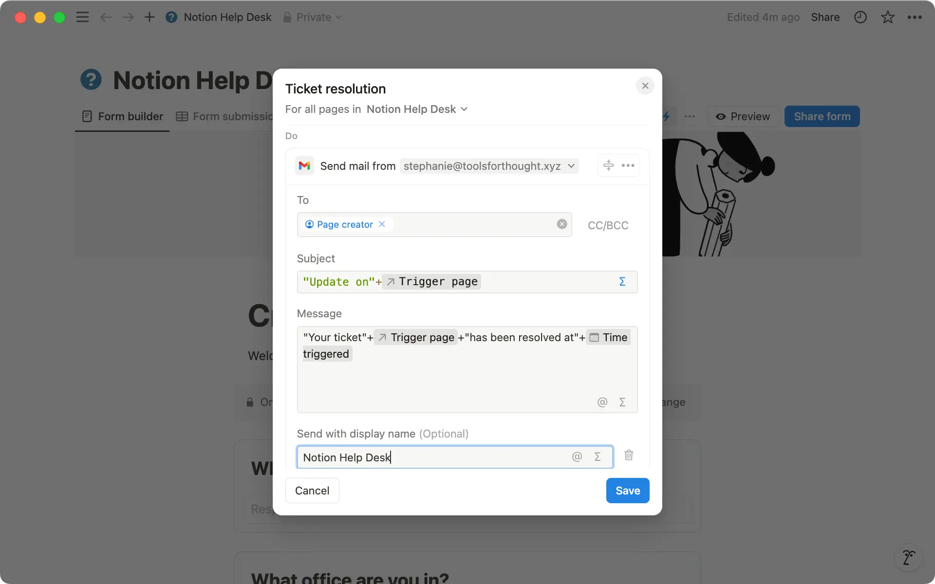 Use fórmulas para personalize as seções "assunto" e "mensagem" de notificações