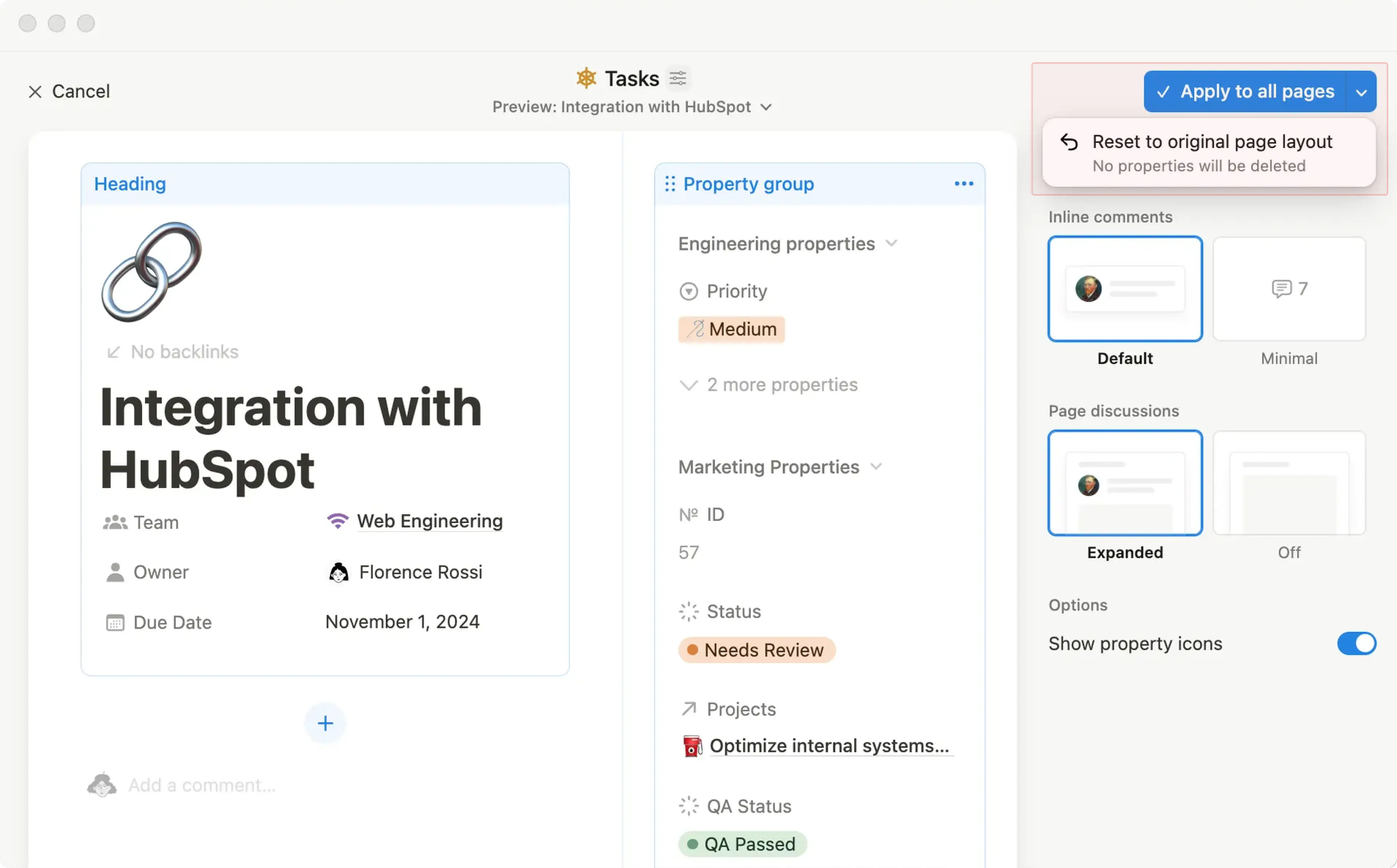 ca: aplicar às páginas ou restaurar