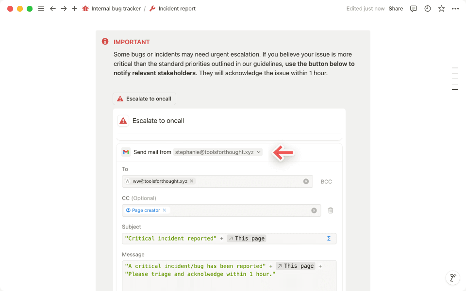 Personalize as fórmulas para controlar quem recebe as notificações e a mensagem do e-mail.