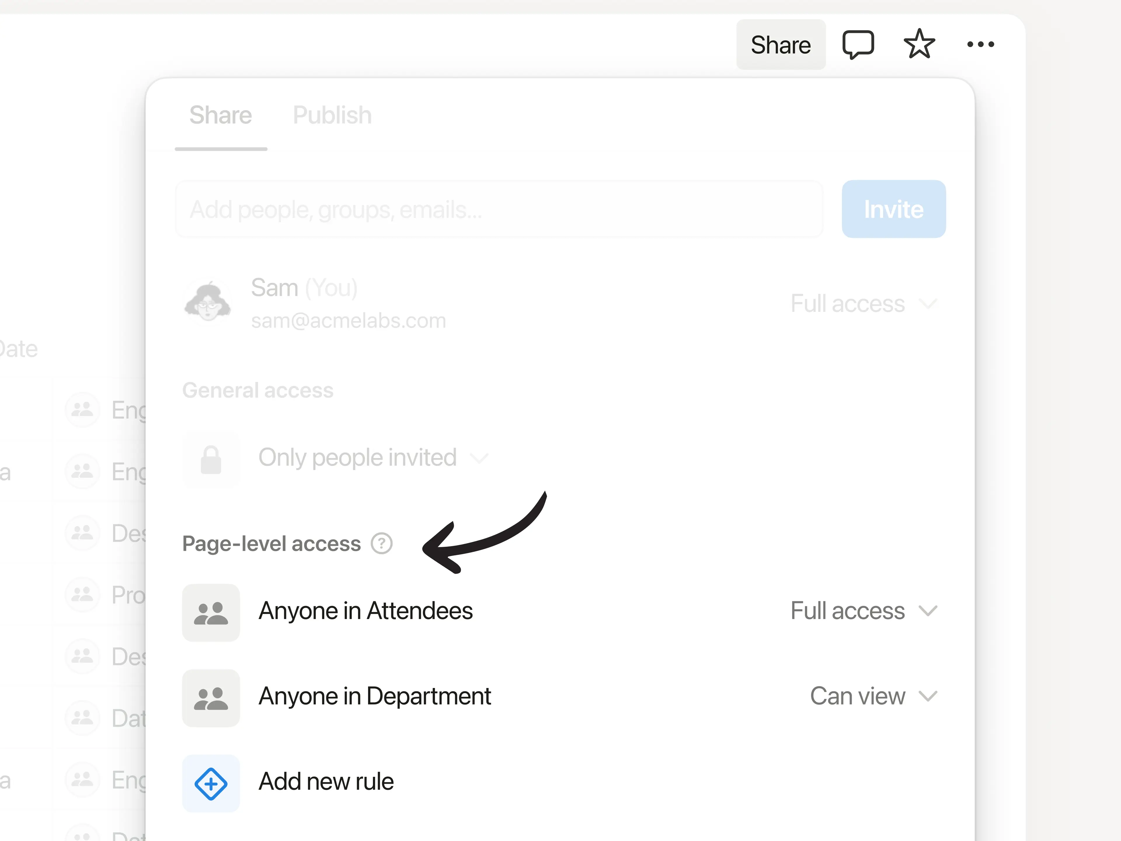autorizações para a linha da base de dados