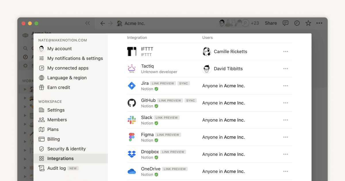 Como o Notion se encaixa no ecossistema de ferramentas de sua empresa?