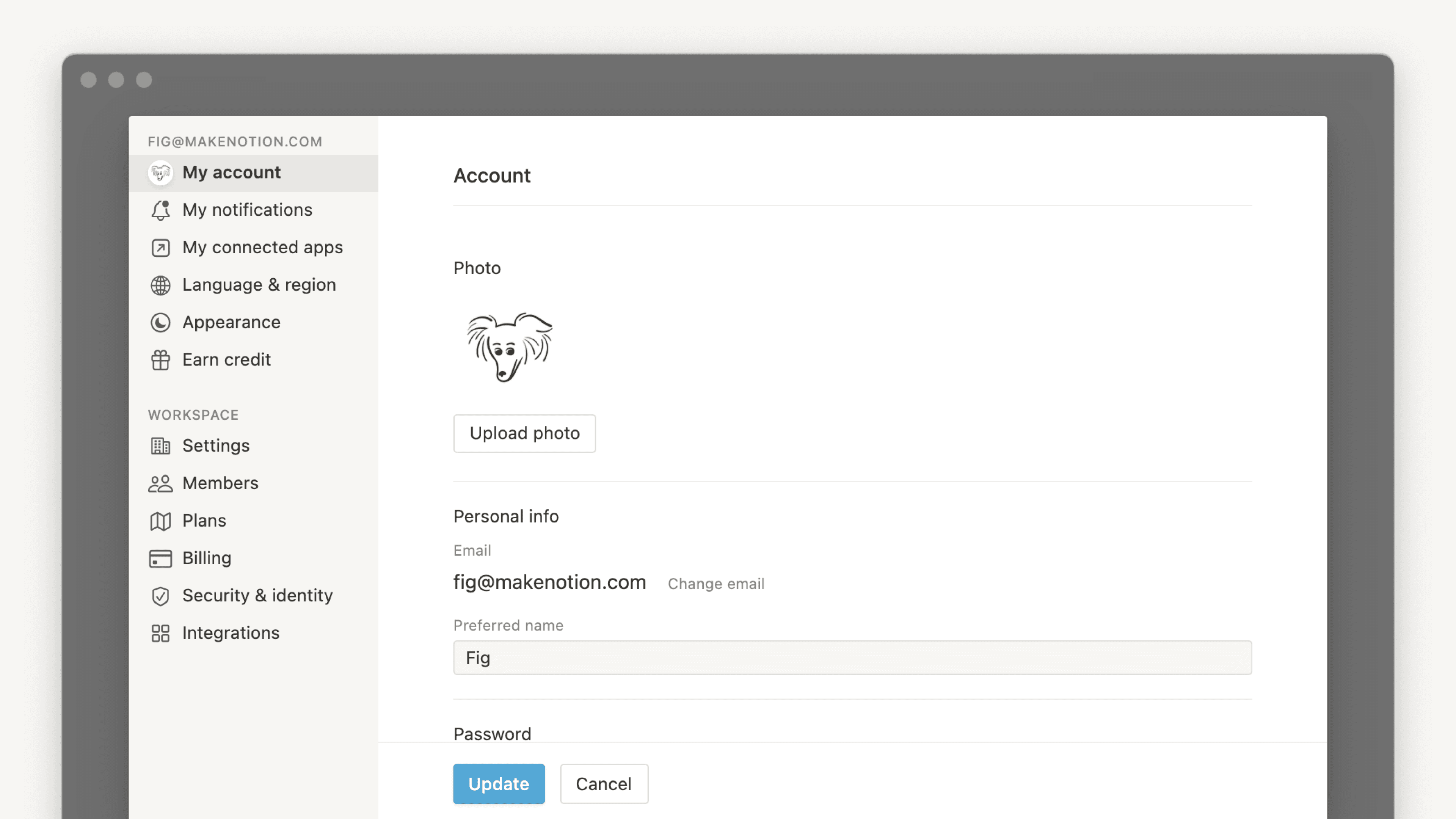 Configurações de conta - imagem principal