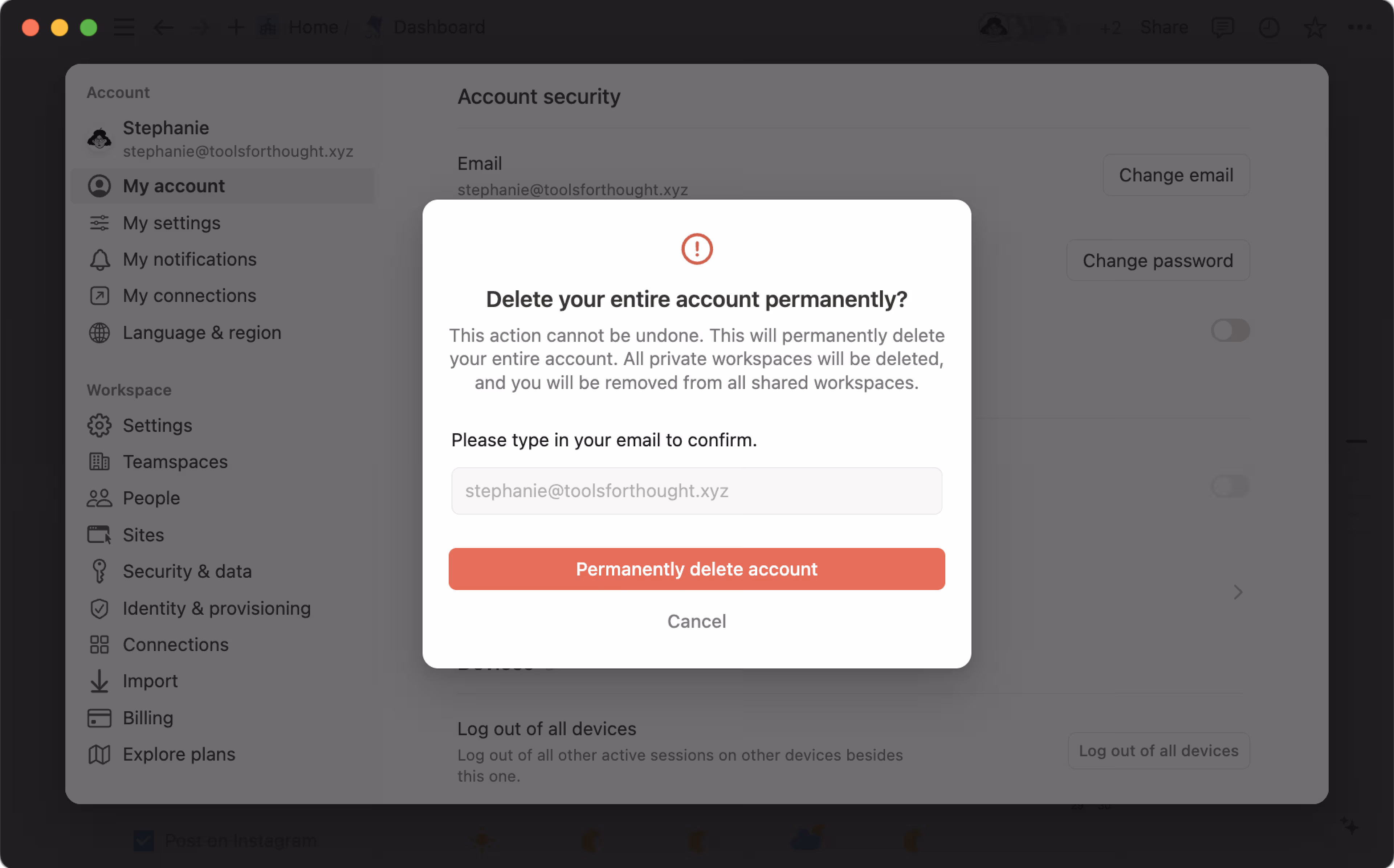 Excluir minha conta - excluir conta