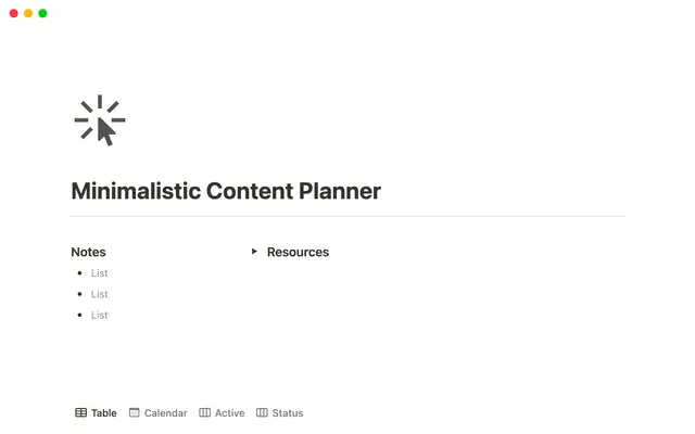 Minimalistic Content Planner